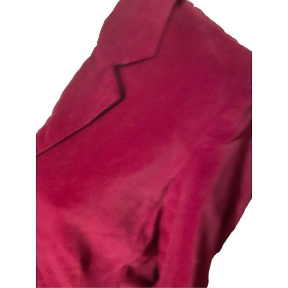Jessica Holbrook Vintage Women 90s Collared Button Down Red Velvet Blazer Size 6 - Picture 4 of 8